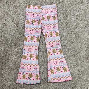 btween Pink Gingerbread and Heart Candy Canes Kids Flare Bottoms
